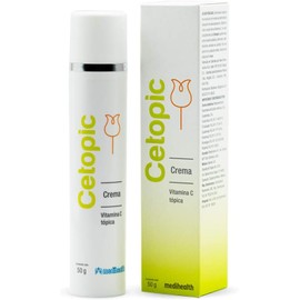 Cetopic Crema Vitamina C, E, Ácido Hialuronico y Panthenol Antiedad, Antioxidantes, Antimanchas Para Manchas Oscuras en Cara, Cuello Tubo con 50g