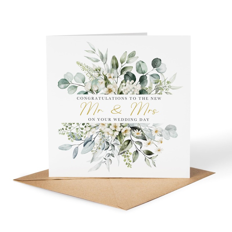 Wedding Card, Mr & Mrs, On Your Wedding Day, Congratulations