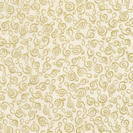 Timeless Treasures Music Note Gold Metallic Cream 100% Cotton Fabric by The Yard