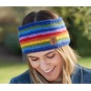 Pachamama Women Wool Ear Warmer Headband Fleece Lined Handknitted Rainbow