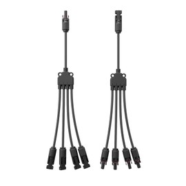 Wspiho Solar Cable Y Splitter 6 mm2 4 Compartments 1 Pair 1Y4 Solar Panel Y Plug 30 A 1000 V IP67 Photovoltaic Connector Male Female MMF and FFM for Solar System