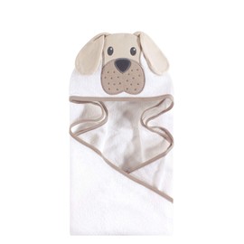 Hudson Baby Animal Face Hooded Towel, Tan Puppy, One Size