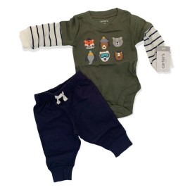 Carter's Newborn Carter's 2 Piece Pants and Shirt Animal Outdoor Theme Joggers