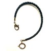 PUREgrey Black Leather Braided Pocket Watch Chain with Lobster Clasp,