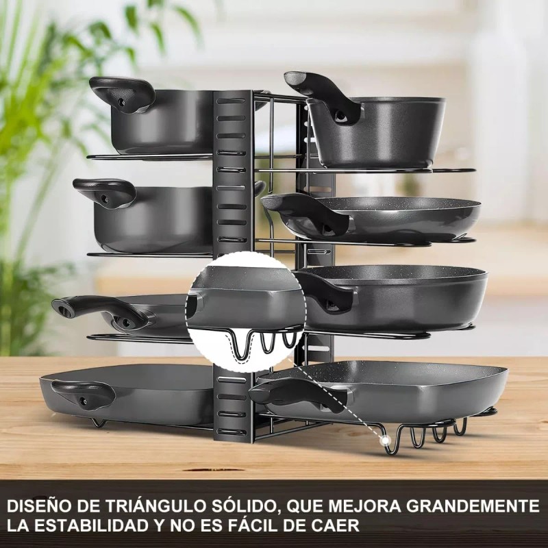 MARZSEFLO 8 Estante Organizador Para Ollas Y Sartenes Ajustable Cocina
