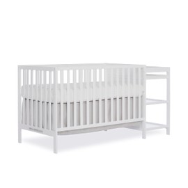 Dream On Me Synergy Convertible Crib and Changer in White with Detachable Changing Table, JPMA Certified, 1” Changing pad