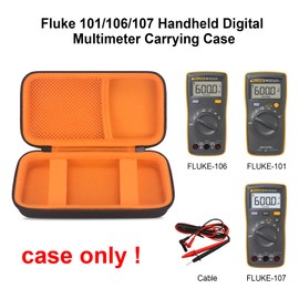 Elonbo Carrying Case for Fluke 101 Basic Digital Multimeter, Fluke 106/107 Handheld Portable Meter Equipment Travel Holder Tool Pouch, Pocket Fits Test Lead, Wire Cable Plug Connector, Black+Orange