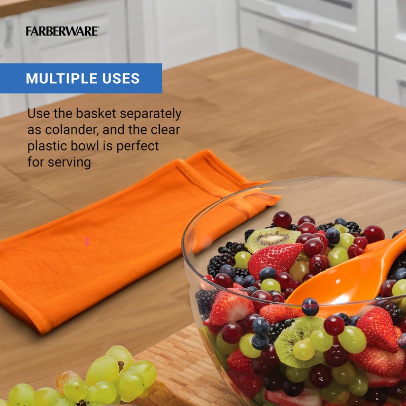 Farberware Easy to use pro Pump Spinner with Bowl, Colander