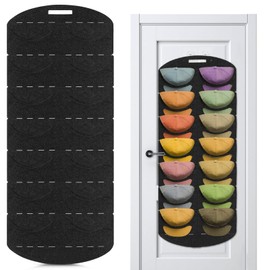 LZYDKH Cap Holder Wall, Double Row Baseball Cap Holder Hat Holder Wall Hats Storage Foldable Door Back Panel with 14 Pockets Hat Organiser for Baseball Caps (Black)