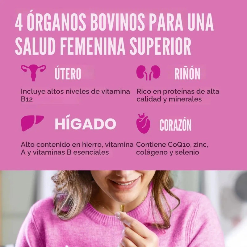 Suplemento Órganos Vacuno Mujeres 120 Cápsulas Sabor