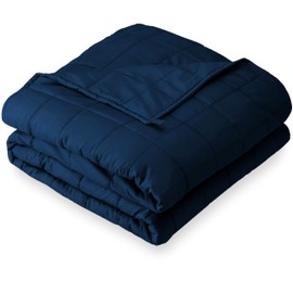 Bare Home Weighted Blanket for Adults 25lb (80" x 87") - All-Natural 100% Cotton - Premium Heavy Blanket Nontoxic Glass Beads (Dark Blue, 80"x87")