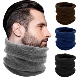 Thermal Neck Warmer, 4 Pack, Fleece Lined Gaiter Warm Winter Scarf Tube Wrap Mens Womens Bulk Pack (Assorted Solid Colors)