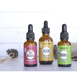 Trío de Aceites Faciales - Rosa Mosqueta, Moringa, Jojoba - Antienvejecimiento, Regenerador, Minimiza Porosles Serum Antiedad, Regenerador, Reduce la apariencia de poros abiertos