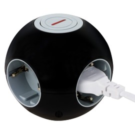 REV PowerGlobe, Würfelsteckdose, Steckdose rund, mit Schalter, 1,4m 3500W, schwarz-grau