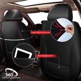 TTX LIGHTING Car Seat Covers Fit for Hyundai Kona 2018-2026 - Breathable Leather Waterproof 2 Front Seat Protector (Black & Light Gray)