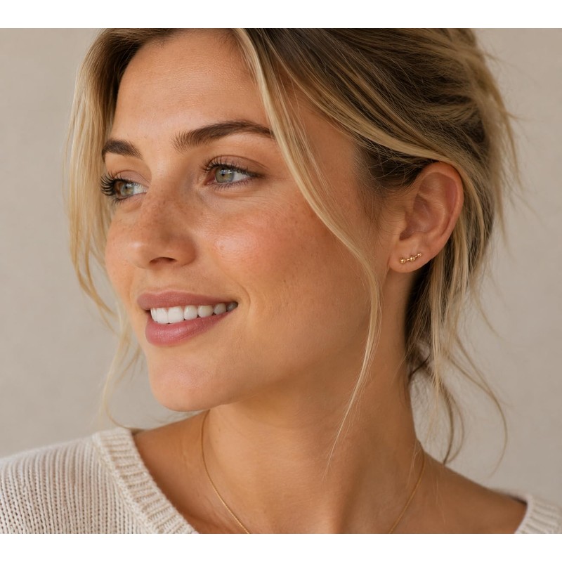 CHIC & ARTSY Flat Back Bar Earrings for Women, 925