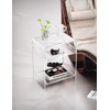 Acrylic Record Player Table with Storage Shelf, Clear Side Table