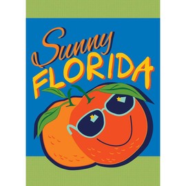 Magnolia Garden Sunny Florida Smiling Oranges Leafy Green and Blue 30 x 44 Large House Flag