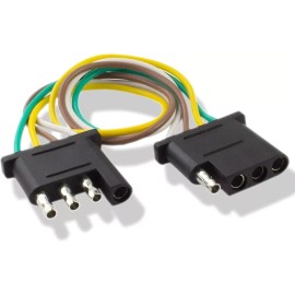 Aftermarket Products 2ft Trailer Light Wiring Harness Extension 4-Pin Plug 18 AWG Flat Wire Connector