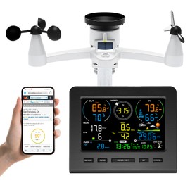 Urageuxy WiFi Weather Station, Wireless Indoor Outdoor Home Weather Station with Rain Gauge and Wind Speed, Wind Direction, Weather Forecast, Temperature, Humidity, UV/Light, Moon Phase and Barometer