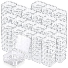 Dimeho 100 Pcs Small Plastic Boxes Beads Storage Containers Mini Square Organizer Clear Case with Lids for Jewelry Beads Art Craft Supplies Small Items (2.16 × 2.16 × 0.78 Inch)
