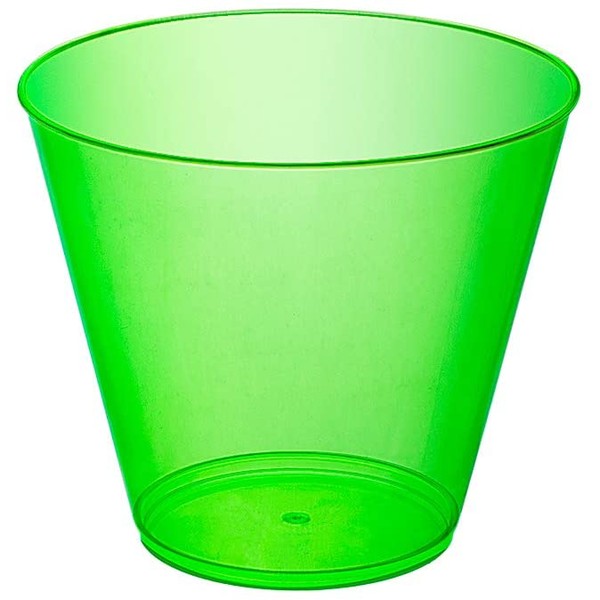 Party Essentials Hard Plastic 25 Count Party Cups/Tumblers, 9-Ounce, Neon Green