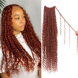 Enbeautiful Boho Faux Locs Crochet Hair 9 Packs 24 Inch Pre-Looped Goddess Soft Locs with Curly Ends Bohemian River Loc Crochet Hair Extensions for Women, 350#