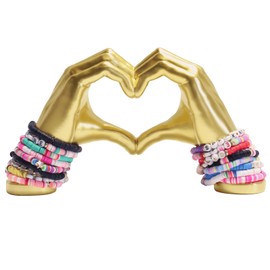 TIMOSUKI Gold Heart Hands Sculpture-Elegant Gold Room Decor for Bedroom or Living Room, Versatile Heart Hands Bracelet Holder, Entryway Gold Heart Hand Statue Excluding Bracelet