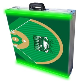 PARTYPONG 8-Foot Beer Pong Table w/Cup Holes & Glow Lights - Baseball Diamonds Graphic