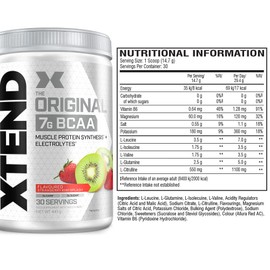 XTEND Original BCAA Powder Strawberry Kiwi Splash ​| Branched Chain Amino Acids Supplement | 7g BCAAs + Muscle Supplements | Electrolytes for Recovery | Amino Energy Post-Workout | 30 Servings