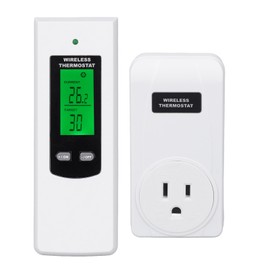 Wireless Thermostat Outlet Temperature Auto Detection LCD Backlit Temperature Controller Outlet