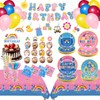 BORAENDEY 192 Pcs Cartoon Teacher Party Decorations Tableware Set,Serves 24