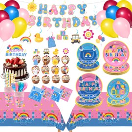 BORAENDEY 192 Pcs Cartoon Teacher Party Decorations Tableware Set,Serves 24