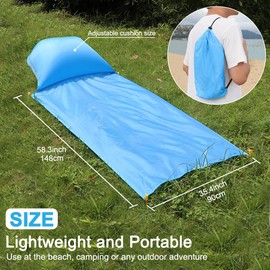 yoostooper 2 pcs Inflatable Beach Chair and Beach Blanket Backrest Lounger with Carrying Bag - Lightweight and Simple Design for Camping and Beach, Comfortable and Relaxing Beach Chair (Pink & Blue)