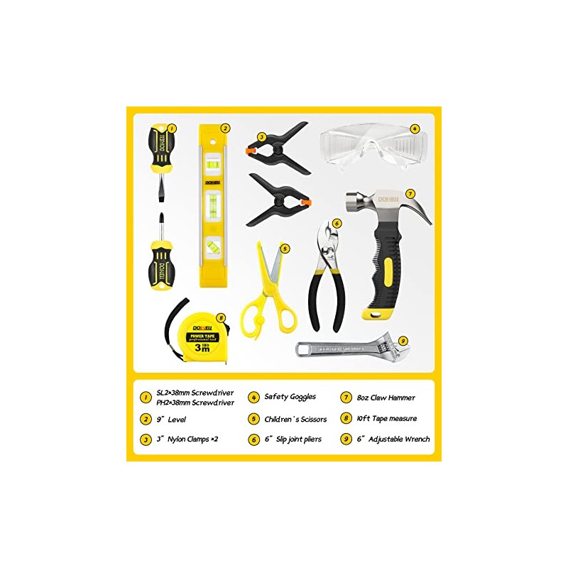 DOWELL Tool Set with Tool Bag, Real Hand Tools for