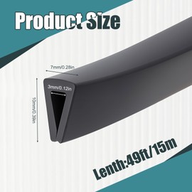 Rubber Edge Trim U Channel Seal Strip, Weather Resistant PVC Rubber Door Guard, 49 Feet Length for 1/8 Inch Edge Thickness Car Doors, Steel Plates, Glass, Tables