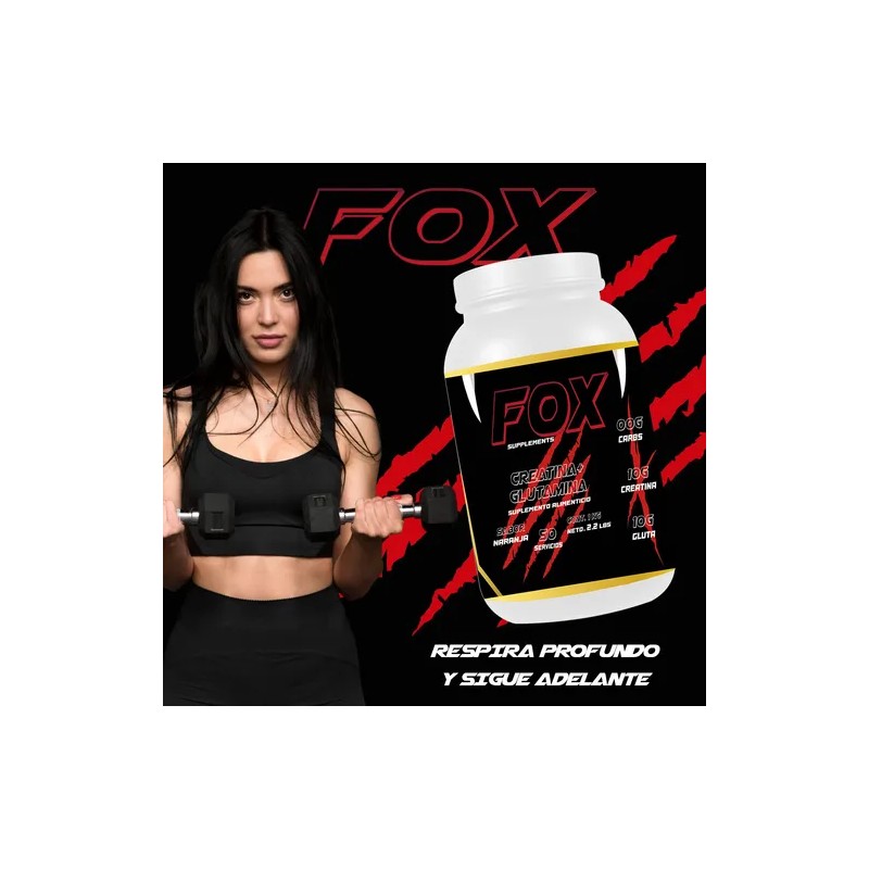 Suplemento Creatina + Glutamina Pre Fox 1kg 50 Servicios