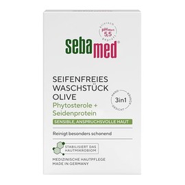 Sebamed Soap-free wash piece, olive, 150 g, for daily soap-free cleansing of sensitive, demanding skin, cleans particularly gently, suitable for hand, face and body cleansing