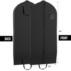 Heavy Duty Travel Garment Bag for Hanging Clothes, Suits, Dresses, Fur Coats & Dress Shirts - Suit Bag for Men - Storage Dress Bags for Women - Carry Handle Garment Bags for Travel 24"x45"