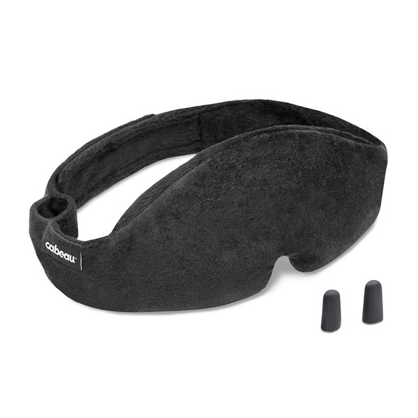 Cabeau Midnight Magic Sleep Mask – Adjust Padded Nose Strip to Block or Blackout Light - for Home and Travel - Soft Plush Fabric – Eye Liners Keep Fabric Away from Eyelids - Memory Foam Earplugs