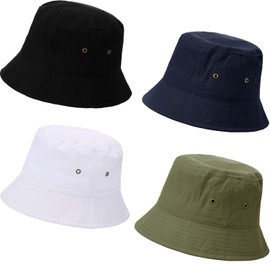 SATINIOR 4 Bucket Hat Summer Packable Travel Hat Sunhat Cotton Outdoor Fishing Hunting Hat for Men Women 4 Color (Large)