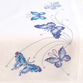Vervaco Cross Stitch Table Runner Kit Blue Butterflies 16" x 40"