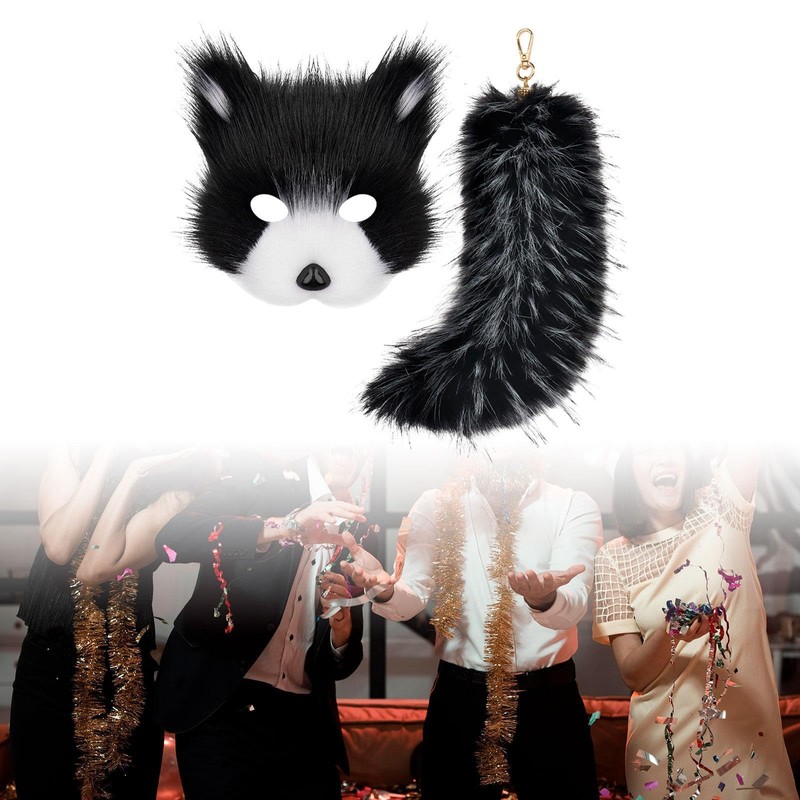 rockible Therian Mask and Tail Furry Tail Keychain Wolf Mask