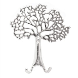 Carousel Home Gifts Stunning Aluminium Tree of Life Wall Hook | Wall Mounted Coat Hanger Pegs | Decorative Silver Metal Wall Door Hooks