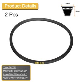 QUARKZMAN 2pcs SPZ670 10x670 V-Belt Rubber Conveyor Belts for Car Engine Industrial Equipment Mechanism