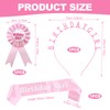 3PCS Birthday Sash for Women,Birthday Girl Badge,Birthday Girl Headband,Pink Satin,Rhinestone