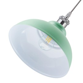 iTrend Metal Ceiling Lamp Shade - Easy Fit Light Pendant - Modern Ceiling Lighting Shade for Bedroom, Hallway, Office, Café, Restaurant - Industrial Light Shade Ceiling Pendant (Green/Inner White)