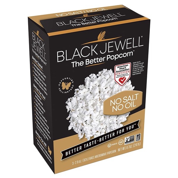 Black Jewell Gourmet Microwave Popcorn, No Salt No Oil, 8.7 Ounces (Pack of 1)