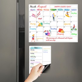 Dry Erase Magnetic Calendar for Refrigerator - 15"x 11.5" Monthly Calendar Whiteboard + 9" x 7" Weekly Planning Board, Fridge Calendar Magnet