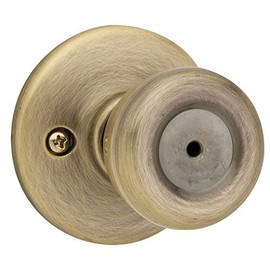 Kwikset Tylo Interior Privacy Door Knob with Lock, Door Handle for Bathroom and Bedroom, Antique Brass Keyless Turn Lock Doorknob, with Microban Protection, 1 Count (Pack of 1)